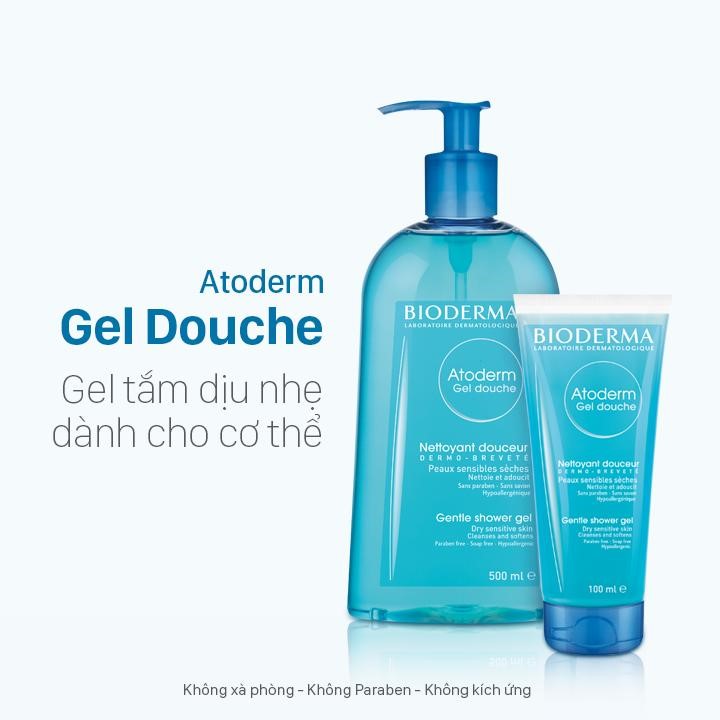 Gel tắm rửa mặt làm sạch và dưỡng da dịu nhẹ Bioderma Atoderm Gel Douche dành cho da khô nhạy cảm được yêu thích hàng đầu tại Pháp-hibeauty