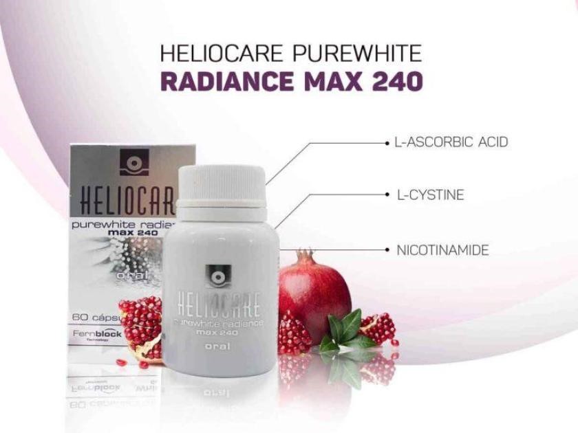 Viên uống trắng da cao cấp Heliocare Purewhite Radiance Max 240 60 viên được ưa chuộng số 1 tại Tây Ban Nha-hibeauty