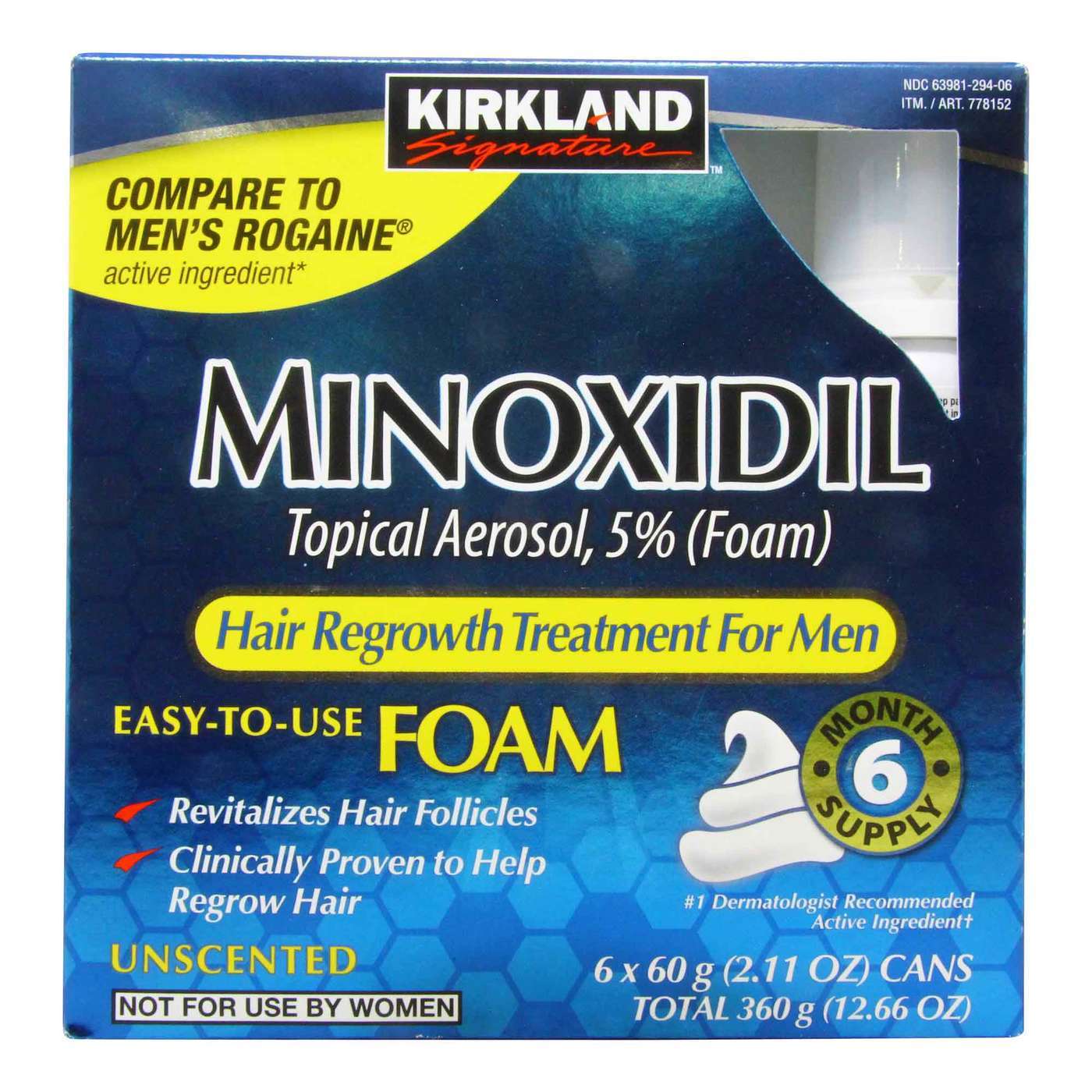 Kirkland Minoxidil Topical Aerosol 5% Foam Hair Regrowth Treatment For Men  - Kích mọc tóc 60g