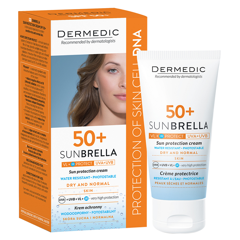 Dermedic SUNDRELLA SPF50 + Sun protector cream for dry and normal skin- Kem  chống nắng dành riêng cho da khô đến da thường 50ml